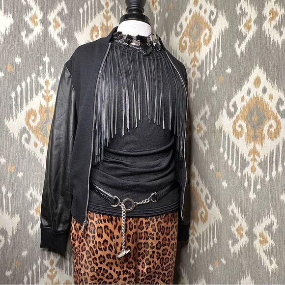 Ralph Lauren Black Label Jet Black Leather Fringe Tank Top - Picture 6 of 16